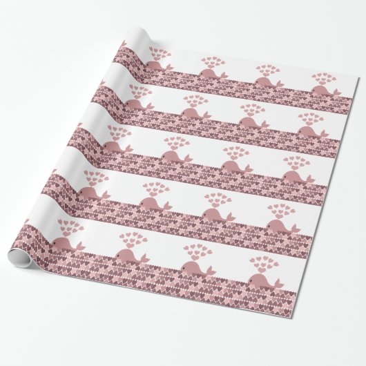 Roze walvisliefde cadeaupapier (Uitgerold)