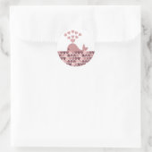 Roze walvisliefde ronde sticker (Tas)