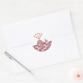Roze walvisliefde ronde sticker (Envelop)