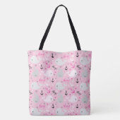 Roze walvissen verankeren nautische meisjesachtige tote bag (Achterkant)