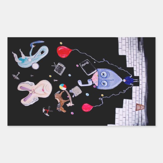 Roze wand rechthoekige sticker (Voorkant)