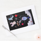 Roze wand rechthoekige sticker (Envelop)