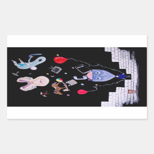 Roze wand rechthoekige sticker