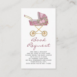 Roze wandelwagen Baby shower boek aanvraag Informatiekaartje