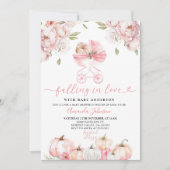 Roze wandelwagen Herfst Baby shower Uitnodiging (Voorkant)