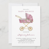 Roze  wandelwagen Het is een meisje Baby Brunch Kaart (Voorkant)