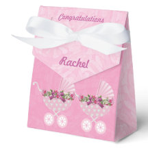 Roze wandelwagen meisje baby shower 4"w x 2"l x 5"