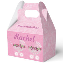 Roze wandelwagen meisje baby shower 5"w x 3"l x 6.