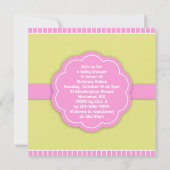 Roze wandelwagen Meisje Baby shower Flat Invitatio Kaart (Achterkant)