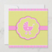Roze wandelwagen Meisje Baby shower Flat Invitatio Kaart (Voorkant)