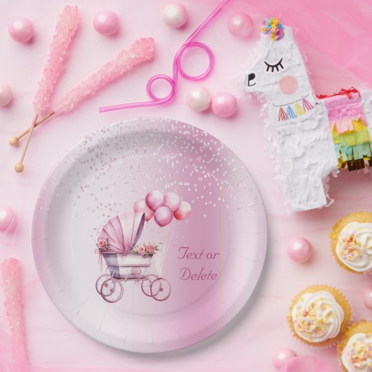 Roze Wandelwagen Papier Bord (Feest)