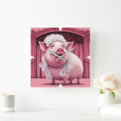 Roze wandklok (Huis)