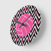 Roze wandklok rond Volleyball Chevron Zigzag Patte (Hoek)