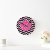 Roze wandklok rond Volleyball Chevron Zigzag Patte (Huis)