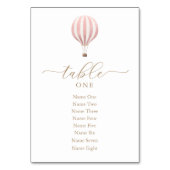 Roze Warm-luchtballonlijstnummer Baby shower Kaart (Voorkant)