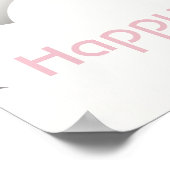 Roze warme luchtballon, Birthday Poster (Hoek)