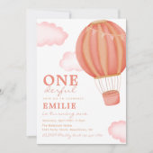 Roze warme luchtballon - Birthday-uitnodigingen Kaart (Voorkant)