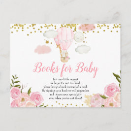 Roze warme luchtballondierboeken voor Baby Uitnodiging Briefkaart