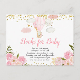 Roze warme luchtballondierboeken voor Baby Uitnodiging Briefkaart