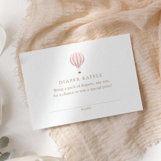 Roze warmloperballon Baby shower luieraffel Informatiekaartje