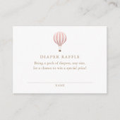 Roze warmloperballon Baby shower luieraffel Informatiekaartje (Voorkant)