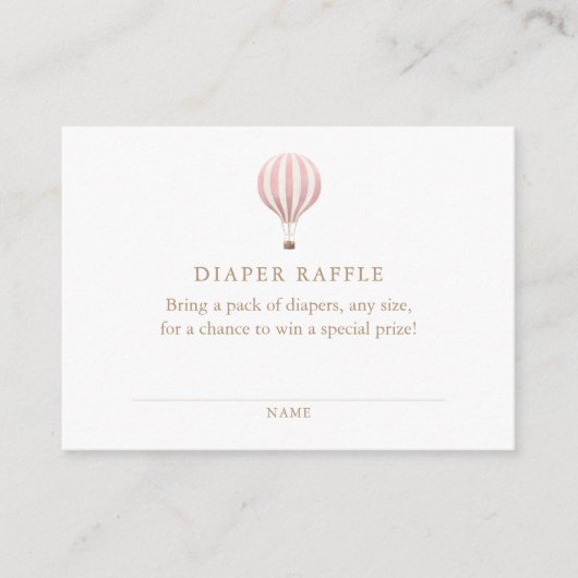 Roze warmloperballon Baby shower luieraffel Informatiekaartje (Voorkant)