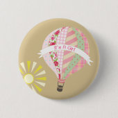 Roze warmloperballonBaby shower Button (Voorkant)