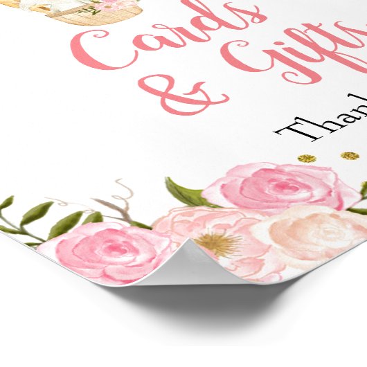 Roze warmloperballondierenkaarten en korven poster (Hoek)