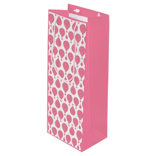 Roze warmluchtballonnen wijn cadeautas (Voorkant Gekanteld)