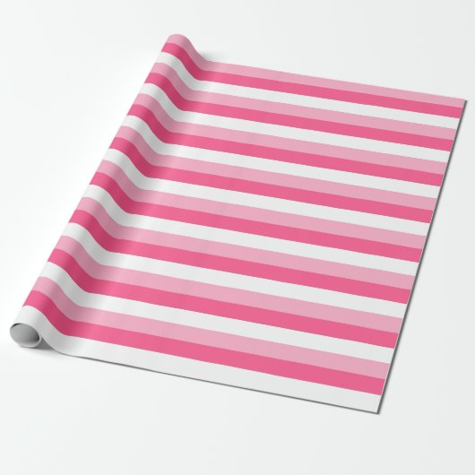 Roze, warmroze en witte strepen cadeaupapier (Uitgerold)