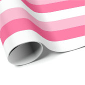 Roze, warmroze en witte strepen cadeaupapier (Rol Hoek)