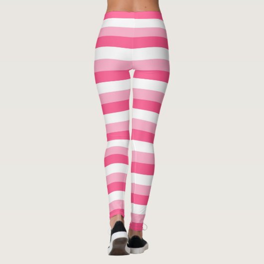 Roze, warmroze en witte strepen leggings (Achterkant)