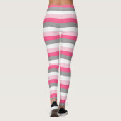 Roze, warmroze, witte en steenkoolgrijze strepen leggings (Achterkant)