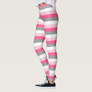 Roze, warmroze, witte en steenkoolgrijze strepen  leggings
