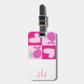Roze warmtekatroon op walvis bagagelabel (Voorkant verticaal)