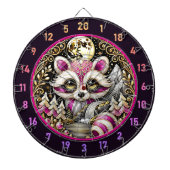 Roze wasbeer staat temidden van gouden sereniteit dartbord (Voorkant)