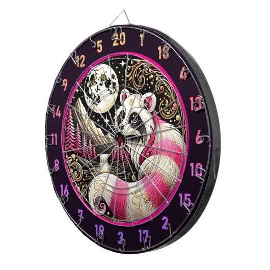 Roze wasbeer straalt elegantie en speelsheid uit dartbord (Voorkant Rechts)