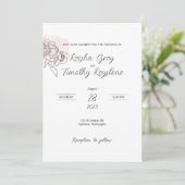 Roze Wash Line Art bruiloft uitnodiging (Staand voorkant)