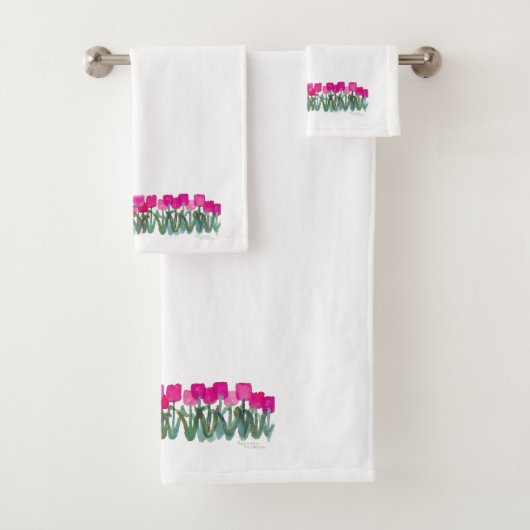 Roze washanddoekset bad handdoek (Insitu)