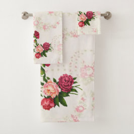 Roze washandset bad handdoek