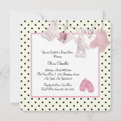 Roze waslijn baby meisje douche kaart (Achterkant)