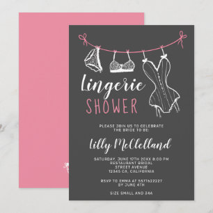 Roze waslijn chique lingerie vrijgezellenfeest kaart