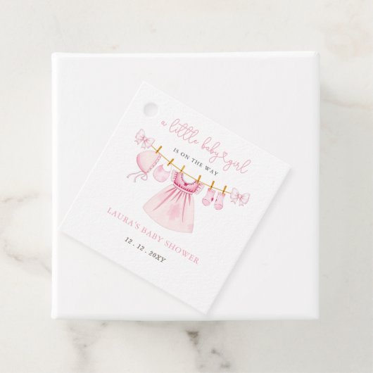 Roze waslijn Coquette Bow Girl Baby shower Bedankjes Labels (In situ)