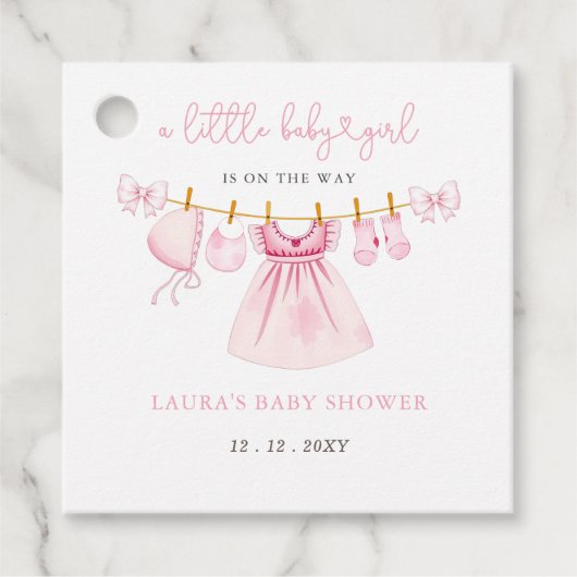 Roze waslijn Coquette Bow Girl Baby shower Bedankjes Labels (Voorkant)