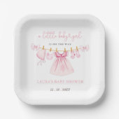Roze waslijn Coquette Bow Girl Baby shower Papieren Bordje (Voorkant)