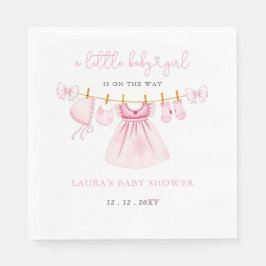 Roze waslijn Coquette Bow Girl Baby shower Servet