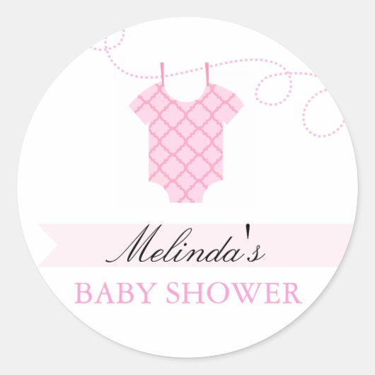 Roze waslijn Moderne Baby Shower Sticker (Voorkant)