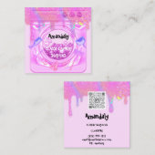 Roze waswasmachine QR-code Vierkante Visitekaartje (Voorkant / Achterkant)