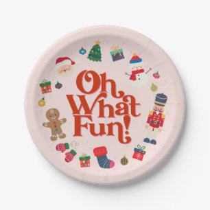 Roze Wat leuk Kerstmis Verjaardagstabel Decor Papieren Bordje