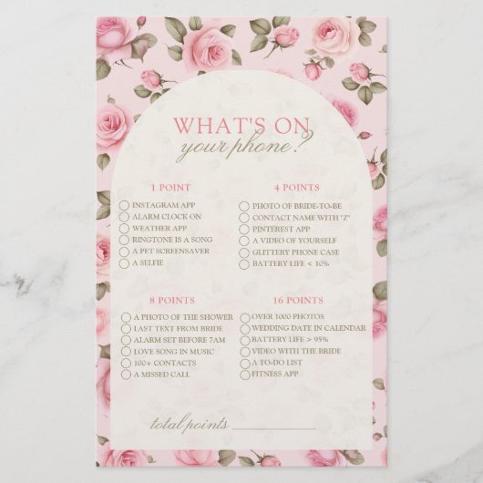  roze wat op je telefoon Vrijgezellenfeest spel (Voorkant)